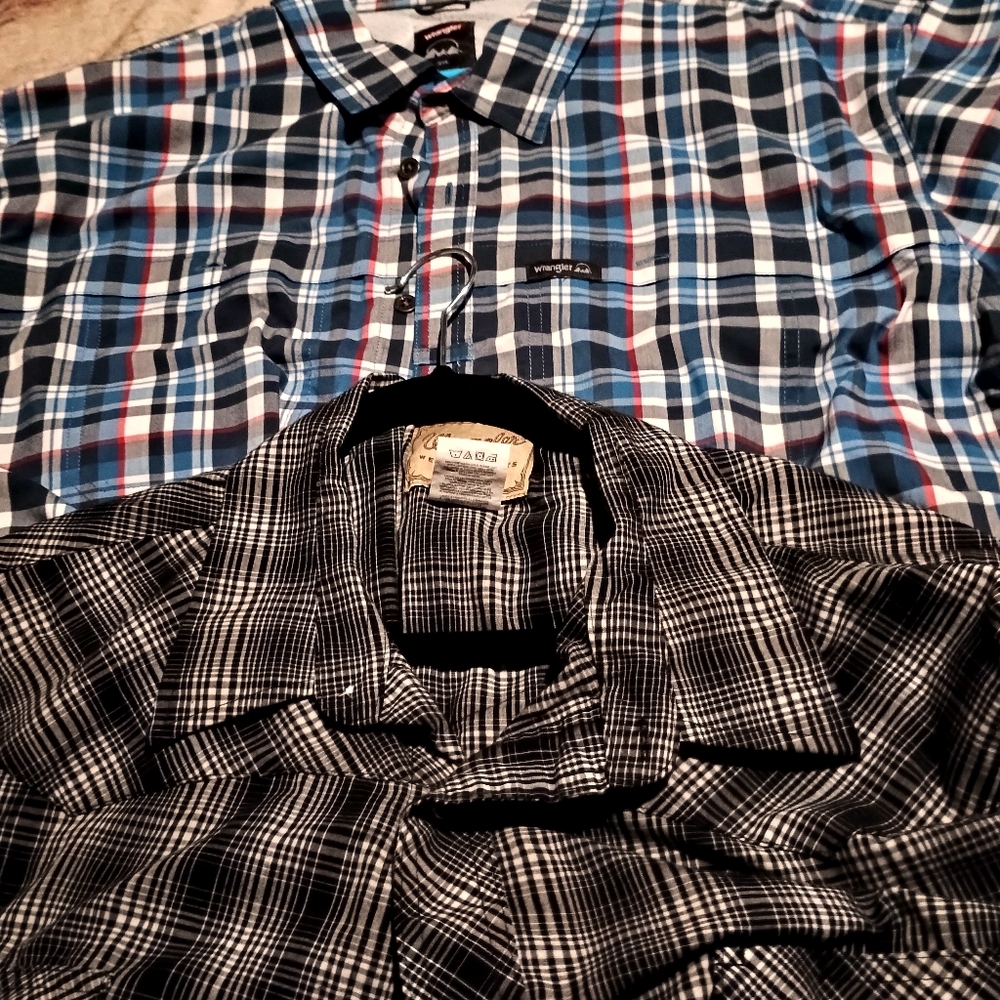 Men's Blue and Black Plaid Shirts